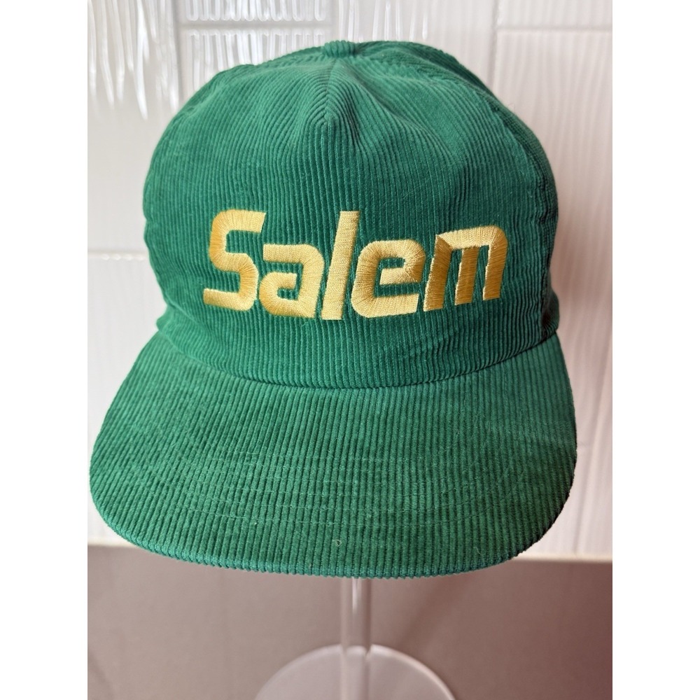Vintage Salem Cigarettes Green Corduroy Snapback Hat Cap Promo 80-90s Gold Medal